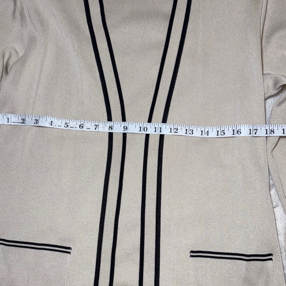 Mieka Women's Tan Cardigan with Black Accents - Picture 7 of 8